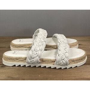 Marc Fisher Women's Jaimee Sandals Size 5 White Leather Braided Woven